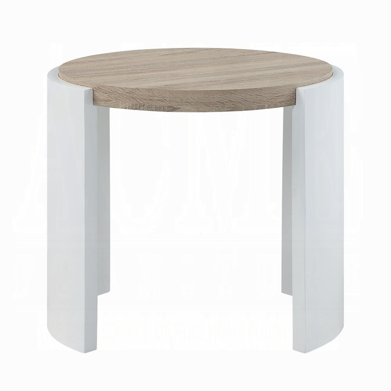 Table de bout en chêne et blanc avec base luge