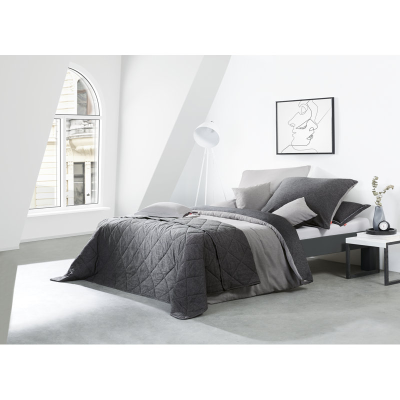 Lech Reversible Bed Linen, Double - 2 Pillowcases (80 x 80 cm), Anthracite/Grey