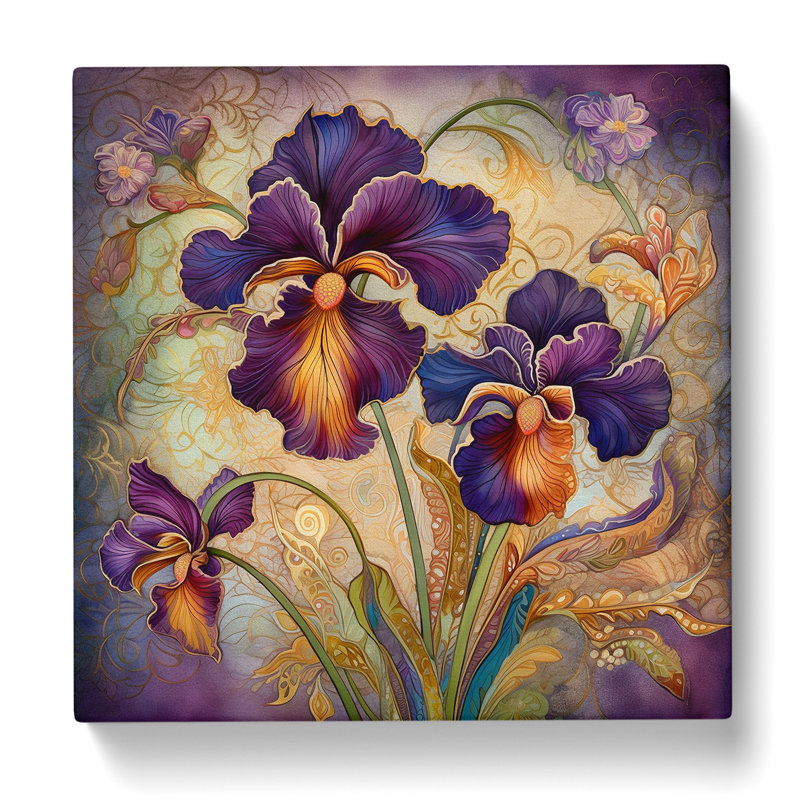 Iris Flower Paisley - Wrapped Canvas, 35cm H x 35cm W x 3cm D