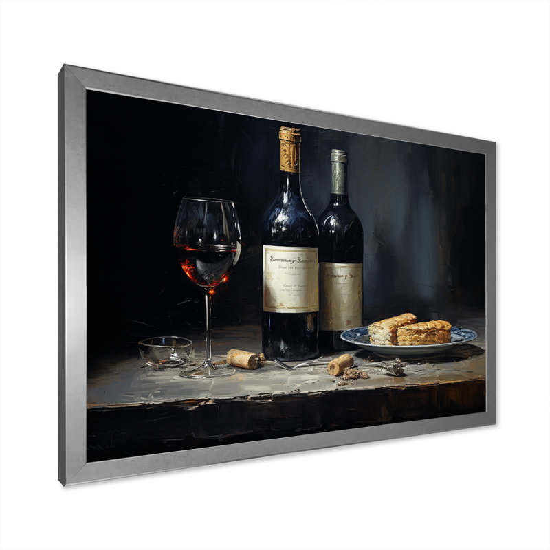 " Sommeliers Selection I ", 16" H x 32" W x 1" D, Silver Single Picture Framed
