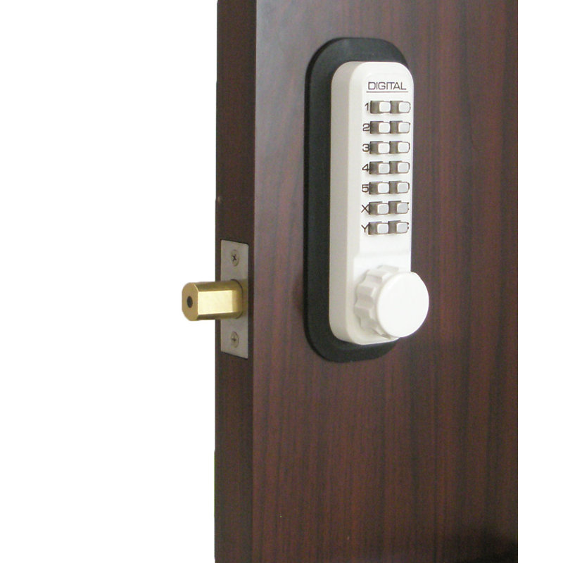 Mechanical One Sided Keyless Deadbolt, White