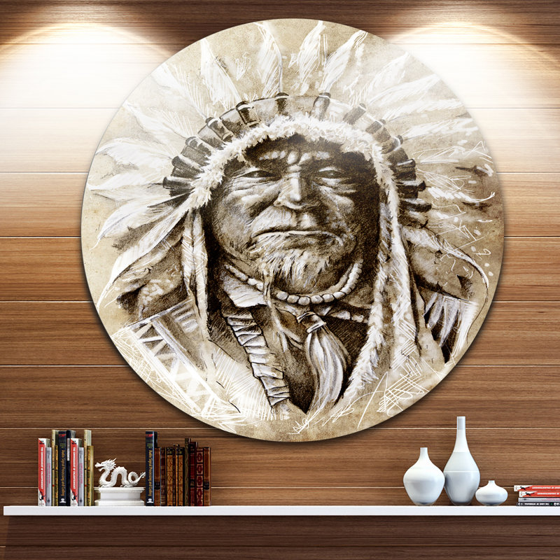 «American Indian Head», reproduction d'art, H 23 po x l 23 po x P 1 po, Toile tendue avec châssis