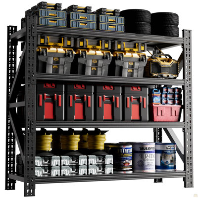 5000 Lbs Heavy Duty Garage Shelving, 4-Shelf Adjustable Metal Storage Unit 5000LBS Capacity Industrial Shelving