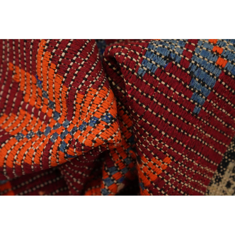 Tapis en laine à motif géométrique Kilim 5 x 7