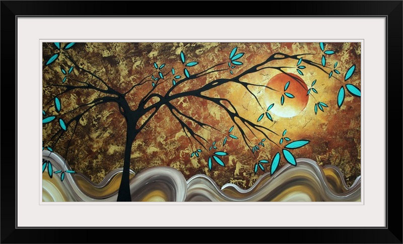 «Apricot Moon» par Megan Duncanson - impression, H 20 po x l 32 po x P 1 po, Cadre noir