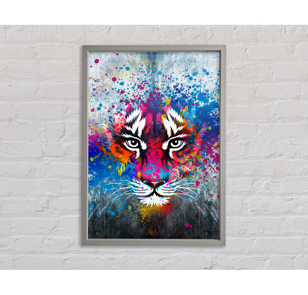 Rainbow Tiger Face - Einzelner Bilderrahmen Kunstdrucke auf Leinwand