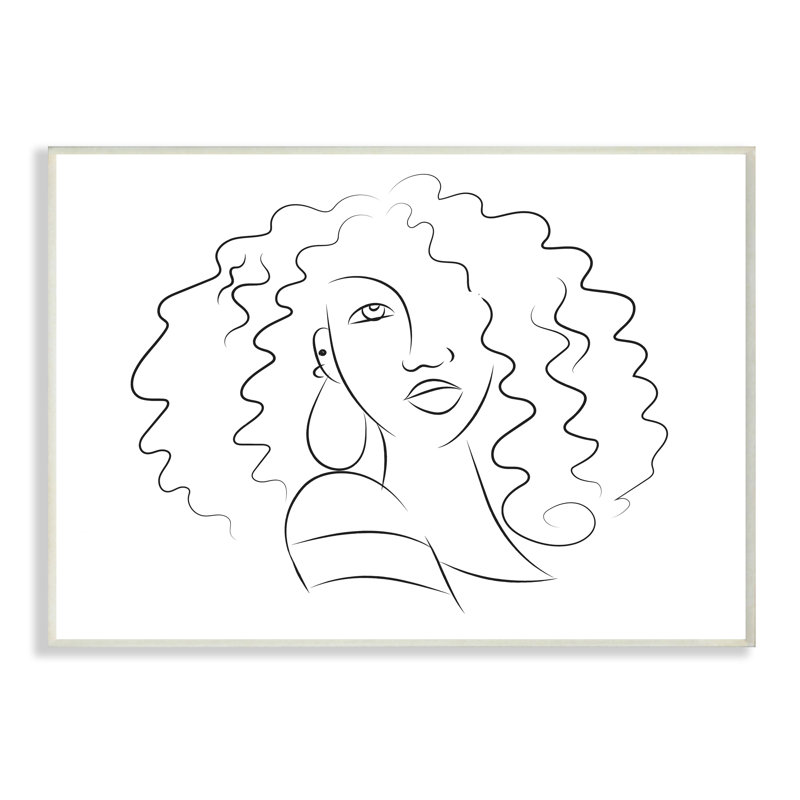 Portrait de femme au profil de cheveux bouclés, H 10 po x l 15 po, Plaque murale