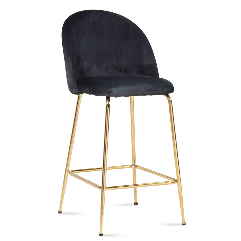 Upholstered Counter Stool with Metal Frame, Black