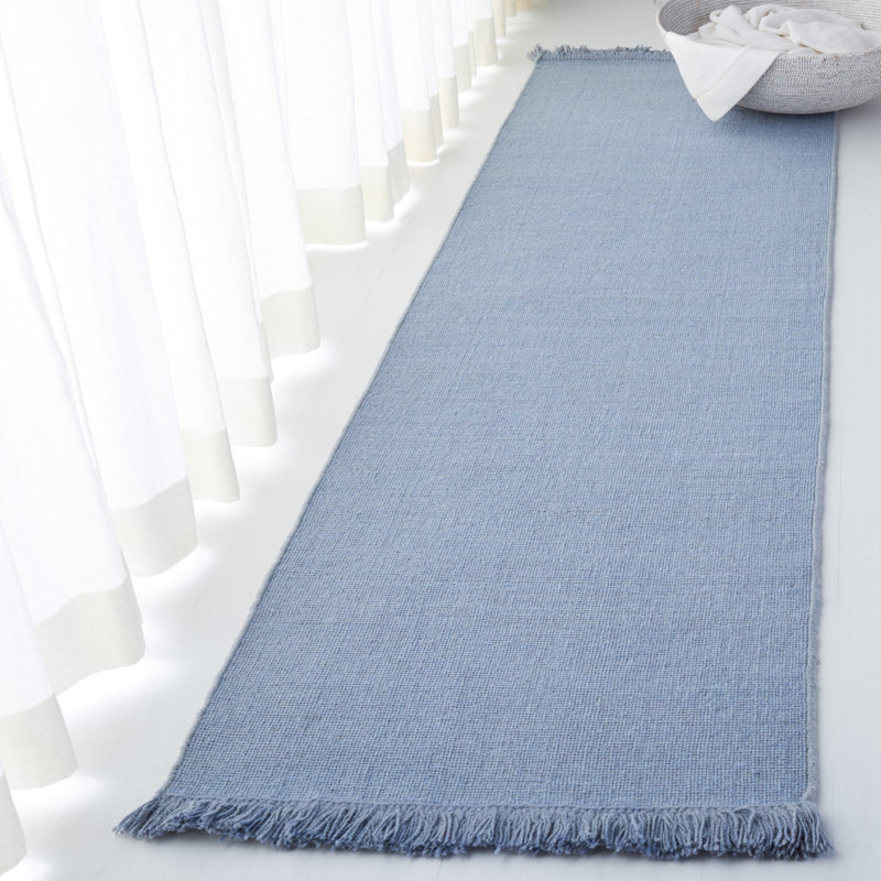Tapis bleu clair en laine / coton tissé à la main Lauren Ralph Lauren, Rectangle 4pi x 6 pi