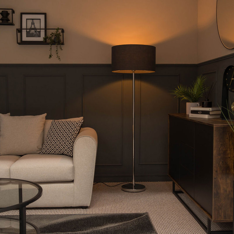 129cm Torchiere Floor Lamp, Grey