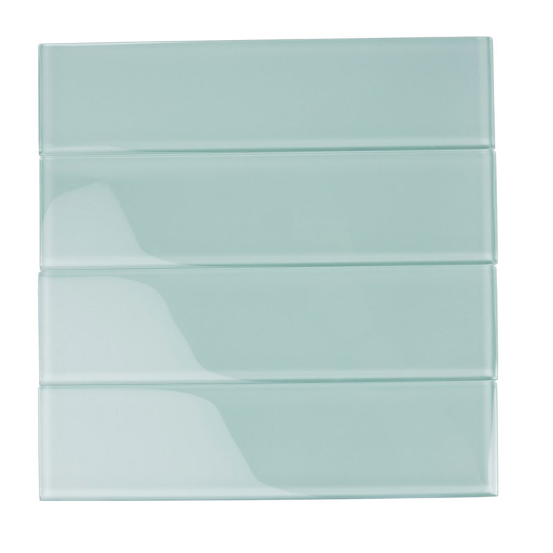 3" X 12" Glass Brick Look Subway Wall Tile, Light Blue