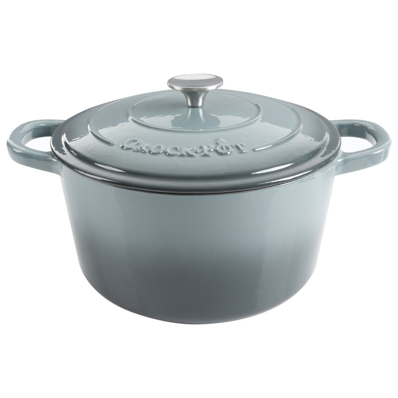 Cocotte ronde artisanale en fonte antiadhésive Crock-pot, 5 pte, Gris ardoise