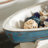 Wooden Sail Boat Decorative Blue Sculpture