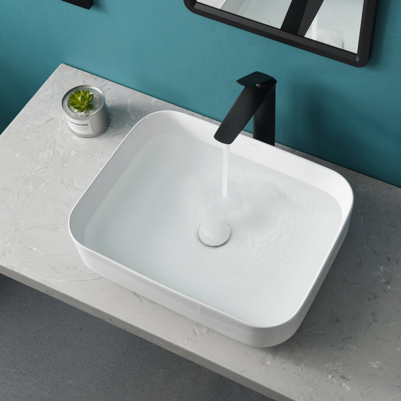 Davivy 15.6'' Ceramic Rectangular Bathroom Sink, White