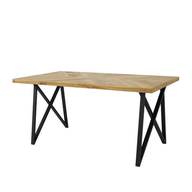 Florian Oak Metal Base Dining Table, H75 x L90 x W160cm, Natural Oil