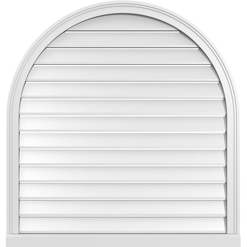 Round Top Surface Mount Signature Urethane Functional Gable Vent, Primed Tan, 40" H x 38" W x 2" D