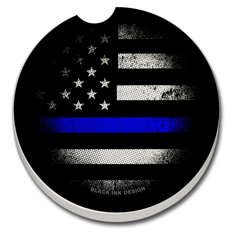 Dessous de verre absorbant Thirstystone Thin Blue Line pour voiture
