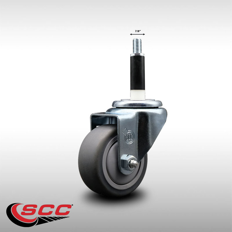 Roue extensible en caoutchouc thermoplastique de 3 po avec roulettes à tige extensible de 7/8 po SCC