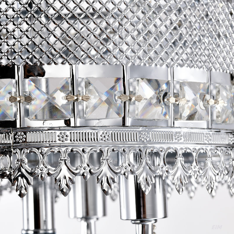 Ventilateur de plafond 52 po 5 pales réversibles en cristal classique pour salon, salle à manger, chambre à coucher, salle familiale, chrome (chaîne à tirer à la main)