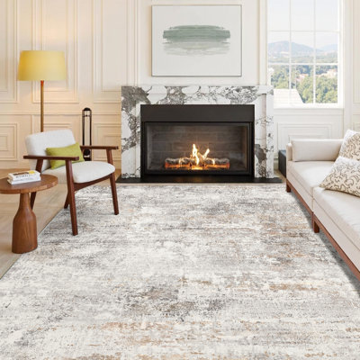 Elroy Washable Abstract Area Rug with Non-Slip Backing
