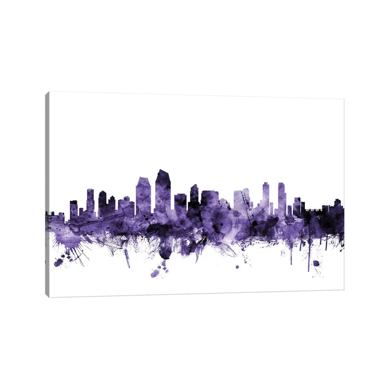 San Diego, California Skyline by Michael Tompsett - 1 Piece Wrapped Canvas Wall Art, 30.48 cm H x 45.72 cm W