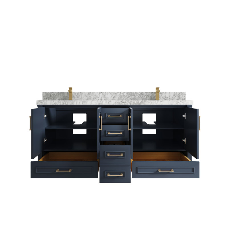 Hudson 72" Hale Blue Double Sink Vanity with Carrara Marble Top