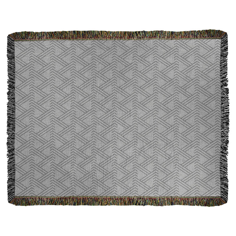 Couverture en coton tissé zigzag classique, L 37 po x L 52 po, Gris fumée