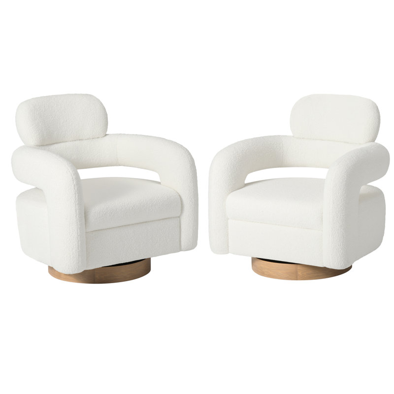 29" Wide Bayville Swivel Chair (Set Of 2), Cream Polyester