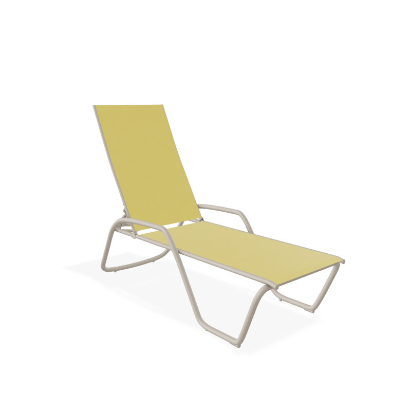 Outdoor Rust-Resistant Metal Chaise Lounge, Textured Kona, Yellow 43D