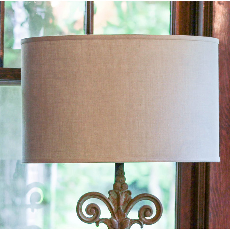 Linen Oval Lamp Shade, Heather, 8" H x 12" W x 8" D