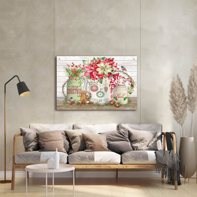 «Christmas Love C» par Jean Plout, art mural en verre acrylique, 36 po x 24 po