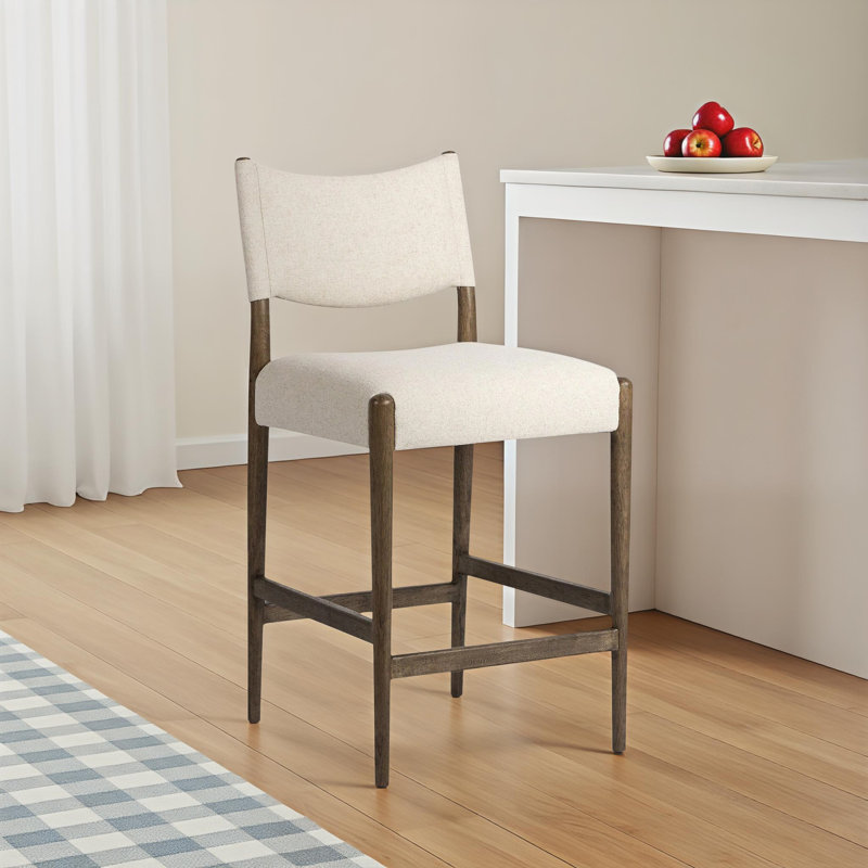 Tara Upholstered Stool, Medium Brown, Antwerp Natural