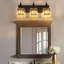 Luminaire de meuble-lavabo moderne en chrome noir avec détails en cristal, éclairage mural à 3 lumières pour salle de bain ou chambre à coucher-2036662070