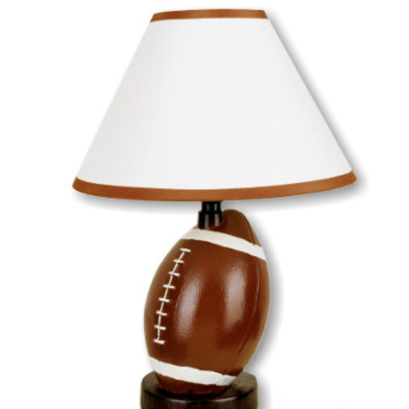 Lampe de table en céramique de 13,5 po de hauteur, design football, abat-jour en lin