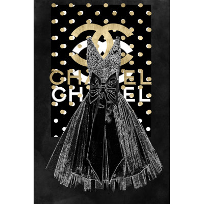 Fashion Dress Black by Madeline Blake - Wrapped Canvas Print
