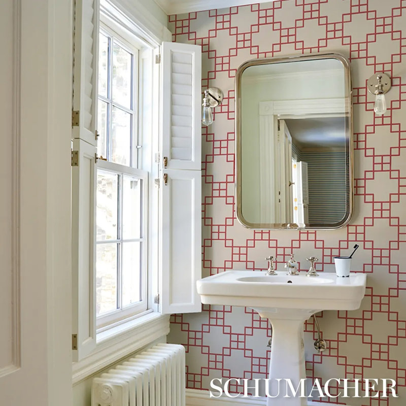 Georgette Trellis Wallpaper, Red