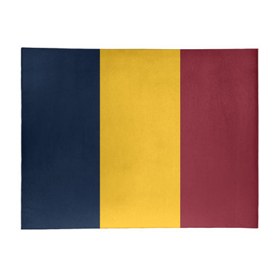 Tapis bleu/jaune/rouge rayé