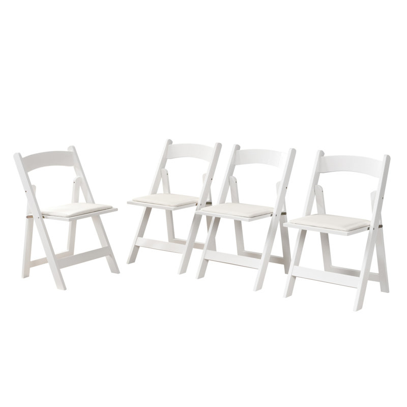 Chaise pliante rembourrée, peu encombrante, facile à transporter, 4 pièces, coussin beige / tablette blanche, salle à manger