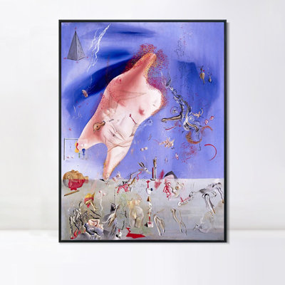 Framed Canvas Giclee Print little cinders senicitas 1928 by Salvador Dali Wall Art for Living Room Home Office Decorations(Black Slim Frame,24"x32")