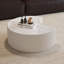 Table basse moderne en cuir de forme irrégulière avec dessus en pierre frittée pour salle de séjour avec construction stable et robuste, sans assemblage requis-129385131