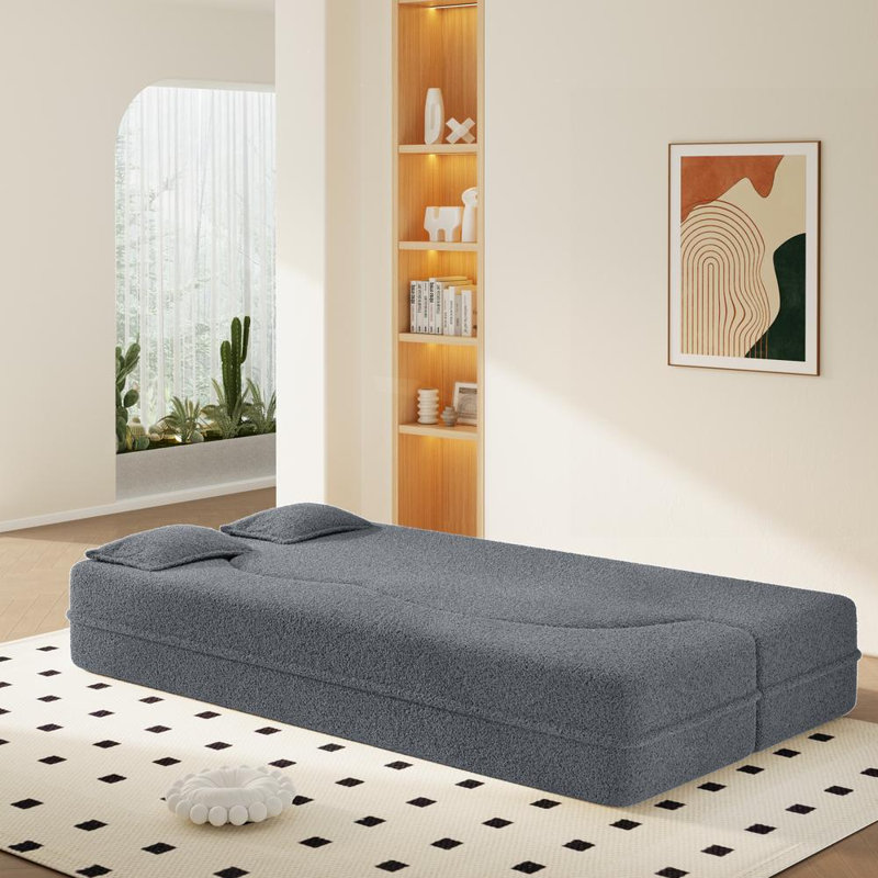 Sleeper Sofa with 2 Pillows (Dark Gray)