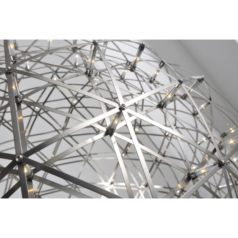 Eclectic Gold LED Gold Globe Chandelier, 38" H x 38" W x 38" D, Satin Nickel