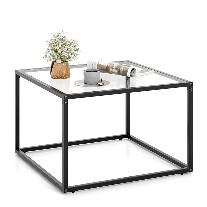 Bailei Glass Top Coffee Table, Clear