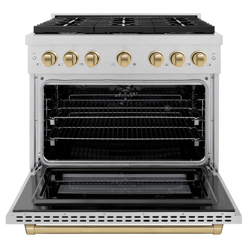 ZLINE Autograph 36" Paramount Dual Fuel Range w/ 6 Burners & Champagne Bronze Accents (SDRZ-36-CB), 5.2 cu ft, 6 burners