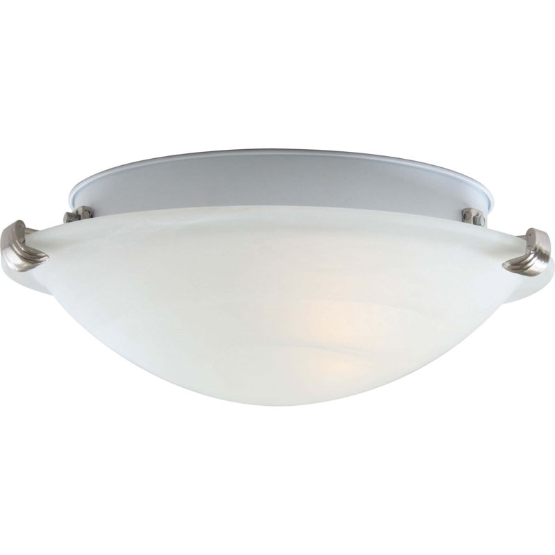 Mini-luminaire encastré en nickel brossé 1 lumière avec abat-jour bol en verre albâtre blanc