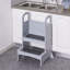Kerry Kids Wooden Step Stool Kitchen Helper Non-Slip Panels Handles Grey