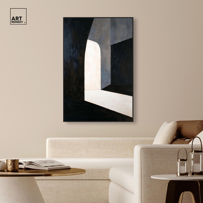 "Inevitable Encounter I", impression sur toile par Art Remedy, cadre noir, 36 x 54, H 55 po x l 37 po, Structure noire