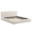 Très grand lit plateforme tapissier avec tête et pied de lit en lin épais, beige