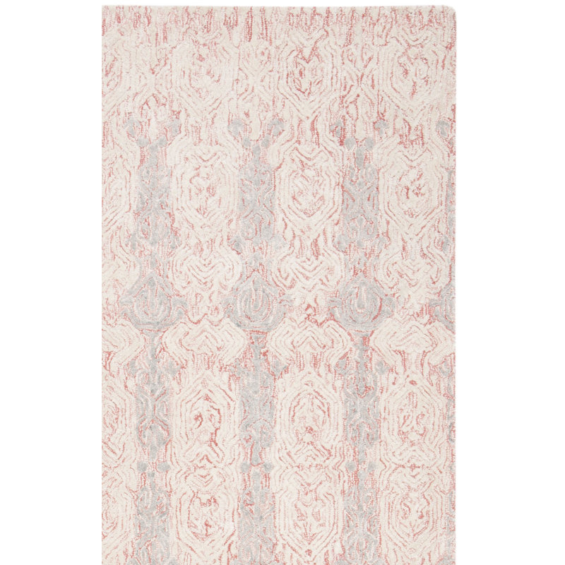 Samaniego Hand Tufted Viscose/Wool Rug in Light Pink/Ivory, Square 6'