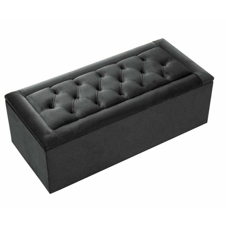 Pataskala 102cm Wide Velvet Tufted Rectangle Solid Colour Storage Ottoman with Storage